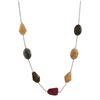 Image 1 : Labradorite(Grey) And Garnet Combination Semi Precious Stones On Gold Tone Brass Chain- 18