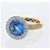 Image 1 : Blue Topaz And Pave-Set Diamond Ring  In 18K Two-Tone Gold | 270290
