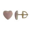 Image 1 : Light Pink Enamel 7X8mm Heart Stud, Gold Plated Sterling Silver Post, Screw Back Earrings
