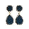 Image 1 : Gold Plated Sterling Silver, 11Mm Round Circle And 13.5X17.5Mm Teardrop, Blue Druzy Natural Stone Wi