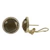 Image 1 : Smoky Quartz Semi Precious Faceted Stone, Set In Gold Tone Sterling Silver With CZ Border, 15Mm Roun