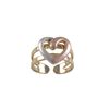 Image 1 : Tri Color Heart, Gold Tone Brass Ring
