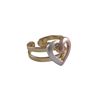 Image 2 : Tri Color Heart, Gold Tone Brass Ring