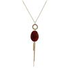 Image 1 : Carnelian Semi Precious Stone Tassel Necklace On Gold Plated Brass Chain, 30