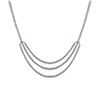 Image 1 : Rhodium Plated Sterling Silver CZ Three Row Center Necklace, 17