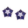 Image 1 : 14K White Gold Sapphire And Diamond Floral Star Earrings