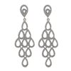Image 1 : Sterling Silver CZ Post Earrings, 9 Small Teardrops In A Diamond Shape, 2.09"