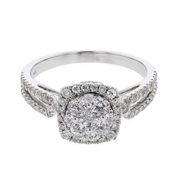 Genuine White Diamond Cluster Ring In 14K White Gold |438685