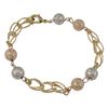 Image 1 : Silver And Rose Plated 8Mm Etched Balls In Gold Link Chain, Tri Color Bracelet, 7.5