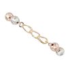Image 2 : Silver And Rose Plated 8Mm Etched Balls In Gold Link Chain, Tri Color Bracelet, 7.5