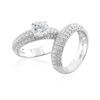 Image 1 : SS CUBIC ZIRCONIA ENGAGEMENT RING / WEDDING BAND 2-RINGS SET - Size 7 (#9412CZ-AAAA)