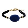 Image 1 : Lapis Semi Precious Stone On Black Suede Chain Bracelet, 7" 1"