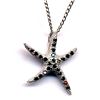 Sterling Silver Star Fish Pendant With Black And White CZ