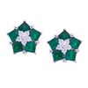 14K White Gold Emerald And Diamond Floral Star Earrings
