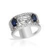 Antique Style Prong-Set W/ Sapphire Diamond Ring In 14K White Gold | 231387