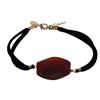 Image 1 : Carnelian Semi Precious Stone On Black Suede Chain Bracelet, 7" 1"