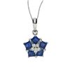 14K White Gold Sapphire And Diamond Floral Star Pendant With 18" Chain
