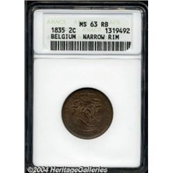 Leopold I 2 centimes 1835, Narrow Rims,