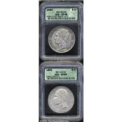 Leopold I 5 francs pair as follows, 1850 with