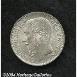 Belgium Leopold II 1 franc 1887, L Wiener