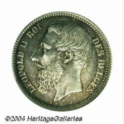 Leopold II 2 francs 1867, with cross on crown,