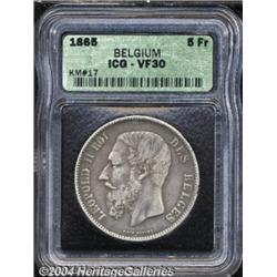 Leopold II 5 francs 1865, without period,