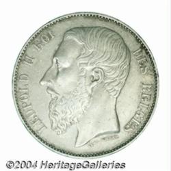 Leopold II 5 francs 1867 Large Head, Position