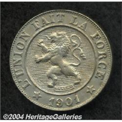 Leopold II 10 centimes 1901, Value/Lion,