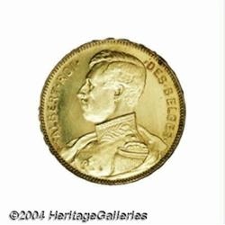 Albert I gold 20 francs 1914, French legend,
