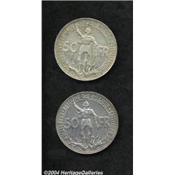 A pair of 50 franc Commemoratives as follows: