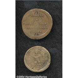 Tournai Lot of Two 1709 Copper Siege Coins: 2