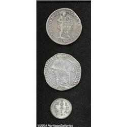 Lot of Three Coins, One Duit struck in silver