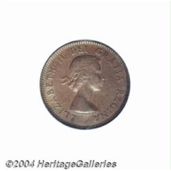 Elizabeth II 1 cent 1955 No Shoulder Fold,