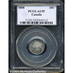 Victoria 10 cent 1858, KM3, AU55 PCGS.