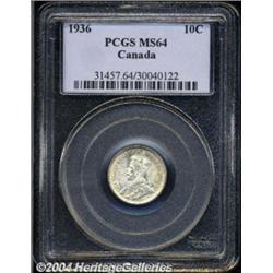 George V 10 cent 1936, KM23a, MS64 PCGS.