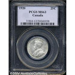 George V 25 cent 1920, KM24a, MS63 PCGS.