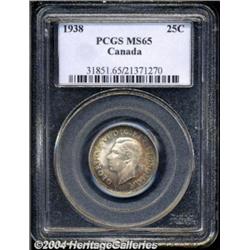 George VI 25 cent 1938, KM35, MS65 PCGS.