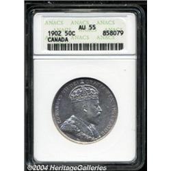 Edward VII 50 cent 1902, KM12, AU55 ANACS.