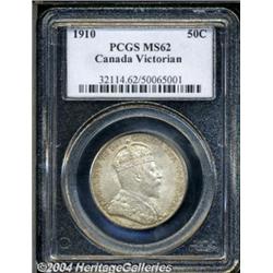 Edward VII 50 cent 1910, KM12, MS62 PCGS. Nice