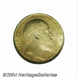 Edward VII Gold sovereign 1909C, KM14, AU58