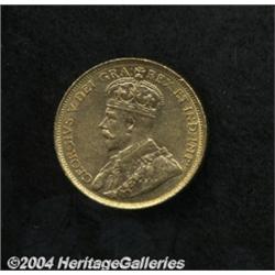 George V Gold $5 1912, KM26, AU with rim bumps