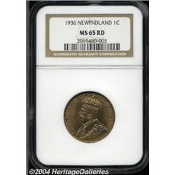 Newfoundland. George V 1 cent 1936, KM16, MS65