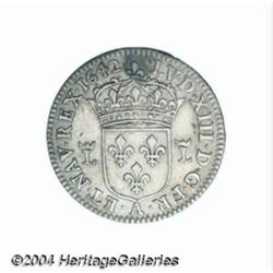 Louis XIII Sizain 1642A, Crowned shield of