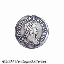 Louis XIII 1/24 ecu 1642A Point, Laureate,