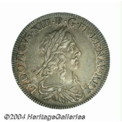 Louis XIII 1/2 ecu 1643A Rose, Laureate,