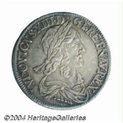 Louis XIII 1/2 ecu 1643A Point, Laureate,