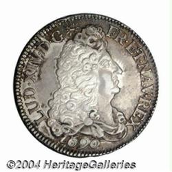 Louis XIV 1/2 ecu aux 8 L 1690P, Draped bust