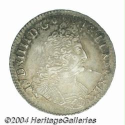 Louis XIV 1/2 ecu aux 8 L 2nd type 1704B,