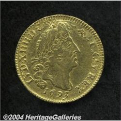Louis XIV gold Louis d'or aux 4 L 1693A, Bust