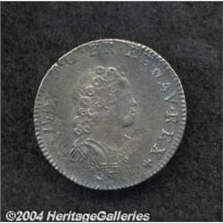 Louis XV 1/10 ecu Vertugadin 1716A, Young bust